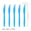 Set of 10 light blue plastic knives for Zootopia themed birthday party, 6.3 inch size - Blue Plastic Knives / 10 Pieces (16cm)