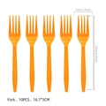 Set of 10 bright orange disposable plastic forks for Taylor themed party 6.3x1.2 inch - Orange Fork / 10 Pieces Pack