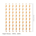 Set of 10 orange and white spiral paper straws 20cm for party drink decorations - Orange Straws: 10 Pcs