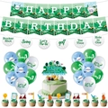 Golf theme birthday party set with Happy Birthday banner, balloons and cake toppers - 5-Piece Decoration Set (Banner/Balloon/Topper)