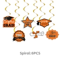 Details von 6-teiligen Abschluss-Hängedekorationen mit goldenen Spiralen und Anhängern - Abschluss Hängende Spiralen / 6er Set / Orange