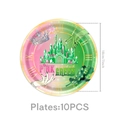 Détail de 10 assiettes de fête Wicked avec design de ville d'émeraude rose et vert - Lot de 10 Pièces 7 Pouces Thème Sorcière