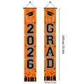 Orangefarbene Abschlussbanner der Klasse 2026 mit hängenden Sternen und Doktorhut-Motiven - Abschluss Veranda Schild / 180x30cm / Orange