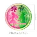 Piatti monouso da 9 pollici con silhouette rosa principessa e verde strega, confezione da 10 - Set da 10 Pezzi 9 Pollici Tema Strega