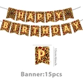Red leopard print Happy Birthday banner with 15 pieces of 6-inch flags for party decor - Birthday Party Banner / 15 Pieces