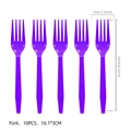 Set of 10 purple plastic forks for birthday party decor measuring 6.3 inches long - Purple Forks (10 Pack)