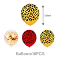 18-piece 12-inch leopard print party balloons set with red, yellow and gold confetti styles - Leopard Print Party Balloons / Set of 18