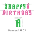 Dettaglio dello striscione di compleanno glitterato con misure e sagome di streghe - Banner Set da 15 Pezzi Tema Strega