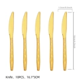 Set of 10 gold plastic knives for birthday party with a textured diamond handle pattern - Gold Plastic Knives / Pack of 10