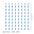 Blue and white spiral paper straws for gender reveal party decorations set of 10 pieces - Blue Striped Straw