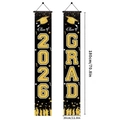Nahaufnahme der 180x30cm Class of 2026 Abschlussparty-Banner in Schwarz und Gold - Tür-Banner / 2 Stück/Packung 180x30cm / Schwarz Abschluss