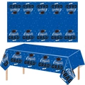 Blaue Einweg-Tischdecke zum Abschluss mit Doktorhut-Motiv und Congrats Grad Aufdruck - Abschluss Tischdecke / 137x274cm / Blau