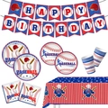 Baseball Party Deko Set mit Bannern Tellern Bechern und Servietten für Jungen Geburtstag - 6-teiliges Set (7-Zoll-Teller 10 + 9-Zoll-Teller 10 + Pappbecher 10 + Serviette 20 + Tischdecke 1 + Banner 1)