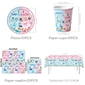 Kit fête Gender Reveal avec assiettes et gobelets thème bottes de cowboy ou nœuds - Set de Vaisselle 4 Pièces