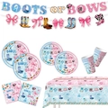 Kit de vaisselle Boots or Bows pour fête de révélation de sexe sur thème de western - Set de Vaisselle 6 Pièces