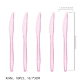 10er-Set rosa Glitzer-Kunststoffmesser für die Kpop-Geburtstags-Tischdekoration - Rosa Messer 10er Pack