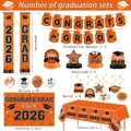 Orange and black 2026 graduation party kit with banners, balloons and honeycomb centerpieces - Orange Graduation / Couplet 2pcs (1 Pair) - 30*180cm