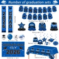 Blue 2026 graduation party decoration set with banner, balloons and honeycomb centerpieces - Blue Graduation / Couplet 2pcs (1 Pair) - 30*180cm