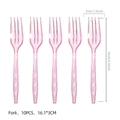 Rosa Glitzer Einweggabeln aus Kunststoff für Kpop Geburtstagspartys, 10er Packung - Rosa Gabeln 10er Pack