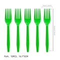 Set of 10 green plastic golf party forks with anti-slip diamond texture handle - Green Plastic Forks (Pack of 10)