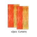 Set of 2 red and gold vertical striped foil fringe curtains for party backdrop decor - Tinsel Curtains / 2PCS