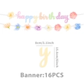 Details zum Floral Happy Birthday Banner mit 16 Aquarell-Blumenbuchstaben-Karten - Happy Birthday Banner / 16 Stück