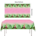 Dettaglio tovaglia Wicked rosa e verde Happy Birthday 180x108cm per decorazioni da festa - Tovaglia Rettangolare (180x108cm) Tema Strega
