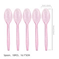 Rosa transparente Plastiklöffel mit goldenem Glitzer für Partys, 10er-Set Dekoration - Rosa Löffel 10er Pack