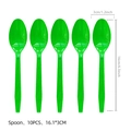 Set of 10 green plastic golf party spoons with diamond texture handles for birthdays - Green Plastic Spoons (Pack of 10)