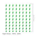 10-piece green and white spiral paper straws for golf themed birthday party decor - Green Striped Straws (10 Pcs)