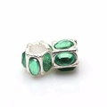 Perles de breloques DIY en alliage de zinc avec pierres vertes et finition argentée - Vert