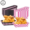 Pack of 12 disposable paper food trays with pink cowgirl party patterns for snacks - French Fries Box