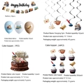 Vintage book themed birthday party set including banners, balloons, and cake toppers - Decoration Bundle (Banner Swirls Balloons Toppers)