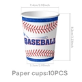 10er-Set Baseball-Pappbecher mit roten Nähten und Maßen für Jungen-Geburtstagspartys - Pappbecher 10 Stk