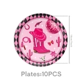 Pink western cowgirl party paper plates with sheriff star and boots, 10-piece set 7 inch - 7 Inch Plates