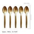 Golden plastic spoons 10pcs set for book theme party, 16.1cm length tableware - Gold Disposable Spoons