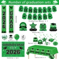 Class of 2026 graduation party decoration kit with green and black banners and balloons - Green Graduation / Couplet 2pcs (1 Pair) - 30*180cm