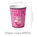 Hot pink Let's Go Girls cowgirl theme paper cups with disco ball and hat graphics, 10-pack - Paper Cup