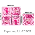 Pink cowgirl party paper napkins with Disco ball and boots illustrations 20 pieces - Napkins