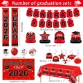 Red 2026 graduation party kit with banners, balloons, and honeycomb centerpieces - Red Graduation / Couplet 2pcs (1 Pair) - 30*180cm