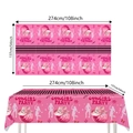 Pink Cowgirl Party tablecloth with disco ball and cowboy hat designs 108x54 inches - Tablecloth