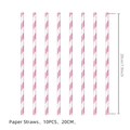 Pink and white striped paper straws for cowgirl themed birthday party, 10-piece set - Pink Striped Straws
