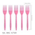 Pink cowboy party disposable plastic forks with diamond grid textured handles 10pcs set - Pink Fork
