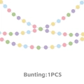 Bunte Makronen-Papiergirlande Rundbanner Dekoration für Frühlings-Geburtstagsfeiern - Runde Wimpelkette / 1 Stück