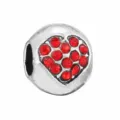 Ciondolo in argento con cuore di cristallo rosso per bracciali e collane fai-da-te - Cuore Pavé Rosso (#6)