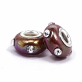 Rainbow resin large hole charm beads with crystal rhinestones for DIY bracelets - Hole 5mm Width 15mm Height 8mm / Iridescent (L2538-3)
