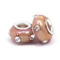 Pink gold iridescent resin large hole charm beads with sparkling rhinestones for bracelets - Hole 5mm Width 15mm Height 8mm / Iridescent Gold (L2538--5)