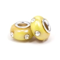 Paire de perles en résine jaune vif à gros trous avec strass brillants pour bracelets DIY - Trou 5mm Largeur 15mm Hauteur 8mm / Jaune Vif (L2538-7)