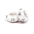 Perles en résine blanc nacré à large trou avec cristaux pour bracelets de bricolage - Trou 5mm Largeur 15mm Hauteur 8mm / Blanc Nacré (L2538-8)