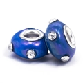 Perles en résine irisées bleues à gros trous avec cristaux pour création de bracelets - Trou 5mm Largeur 15mm Hauteur 8mm / Bleu Violet Irisé (L2538-11)